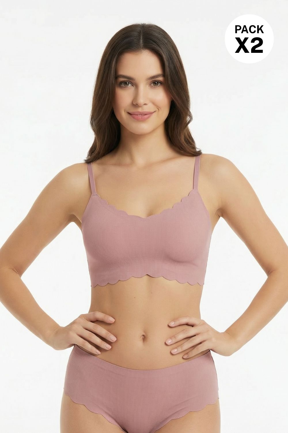 Top con tacto piel de durazno paquete x2 elaborado en microfibra